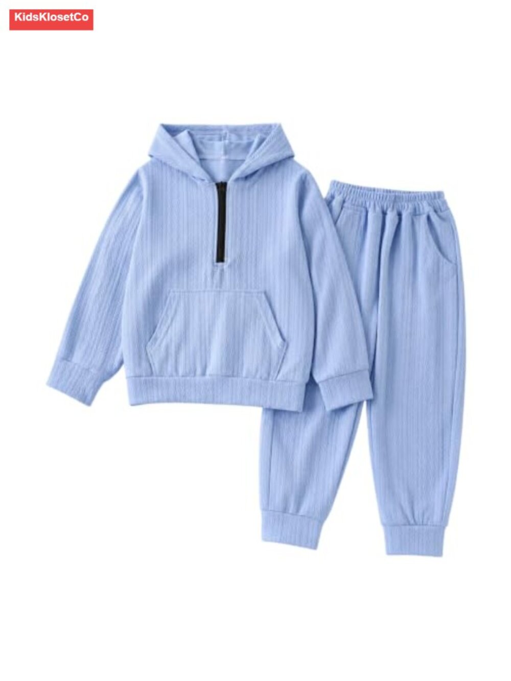 Boys 2 Piece 3D Textured Half Zip Hoodie Sweatpants Set